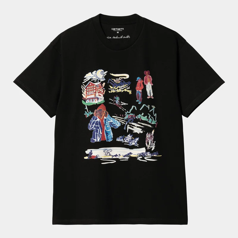 Carhartt WIP Herren Ollie Mac Chalet Kurzarm-Bio-T-Shirt – Schwarz
