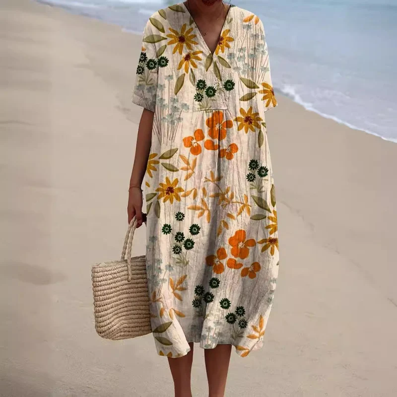 Abito estivo donna a fiori | Abito leggero a fiori al ginocchio – Hannah