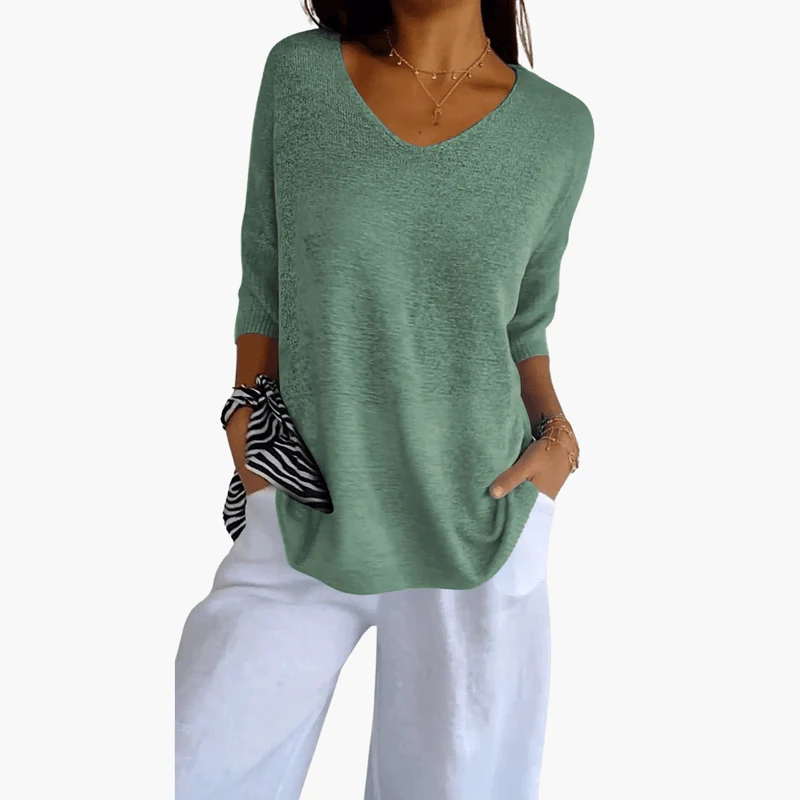T-shirt donna scollo a V | Top casual base, manica corta estiva