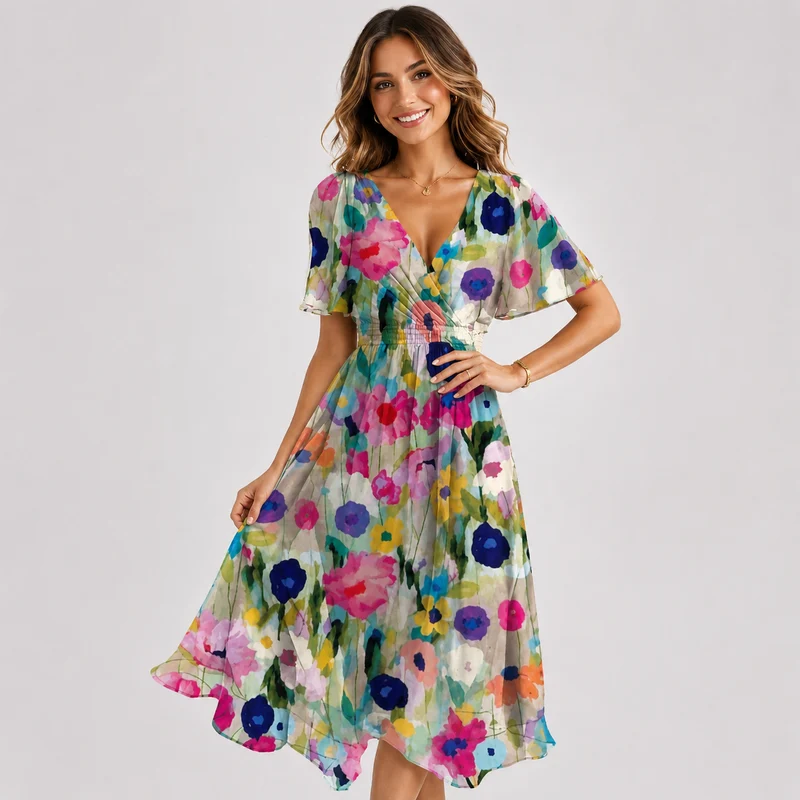 Elsinya - Anmutiges und fließendes Midi-Kleid