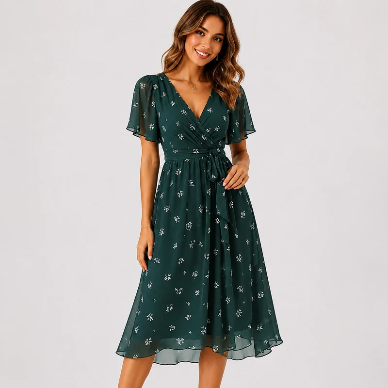Elsinya - Anmutiges und fließendes Midi-Kleid
