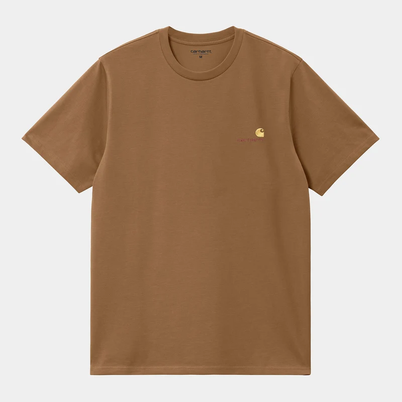 Carhartt WIP Herren Kurzarm American Script T-Shirt - Hamilton Brown