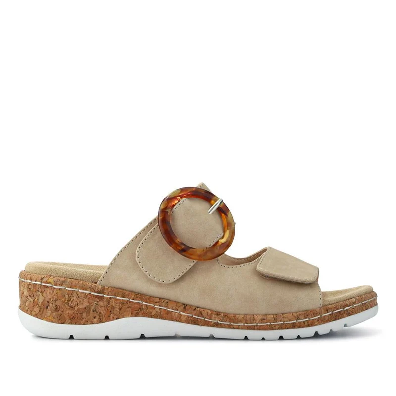 Wide Fit Dual-Fasten Mules - WBINS41103 / 327 398 - Beige