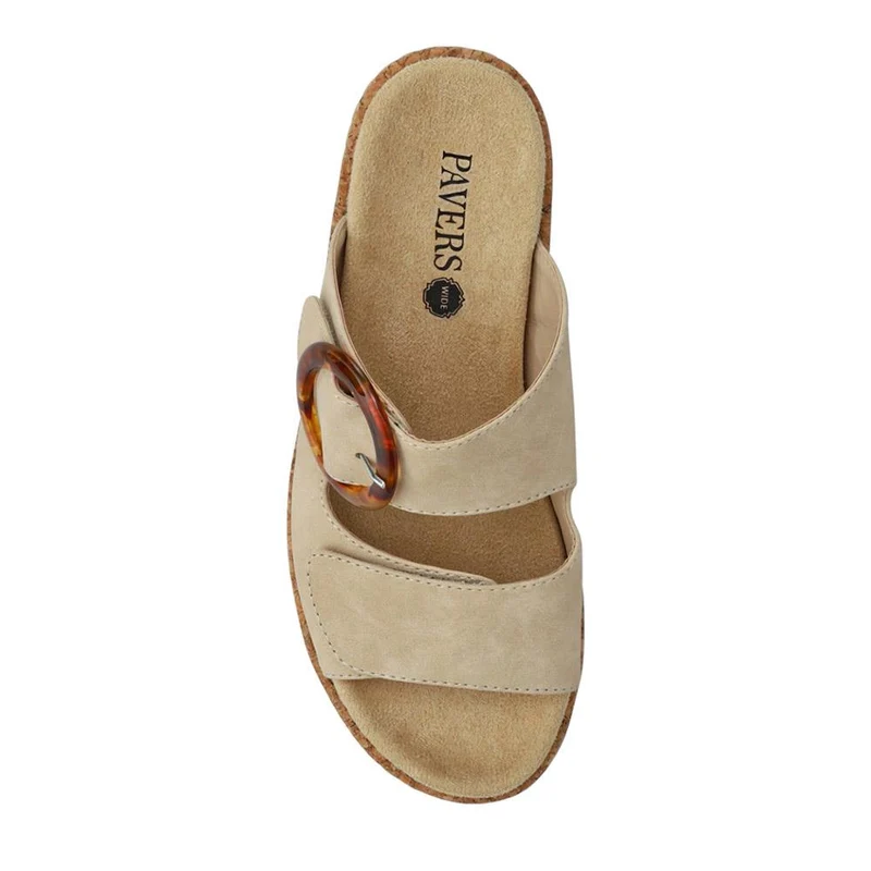 Wide Fit Dual-Fasten Mules - WBINS41103 / 327 398 - Beige