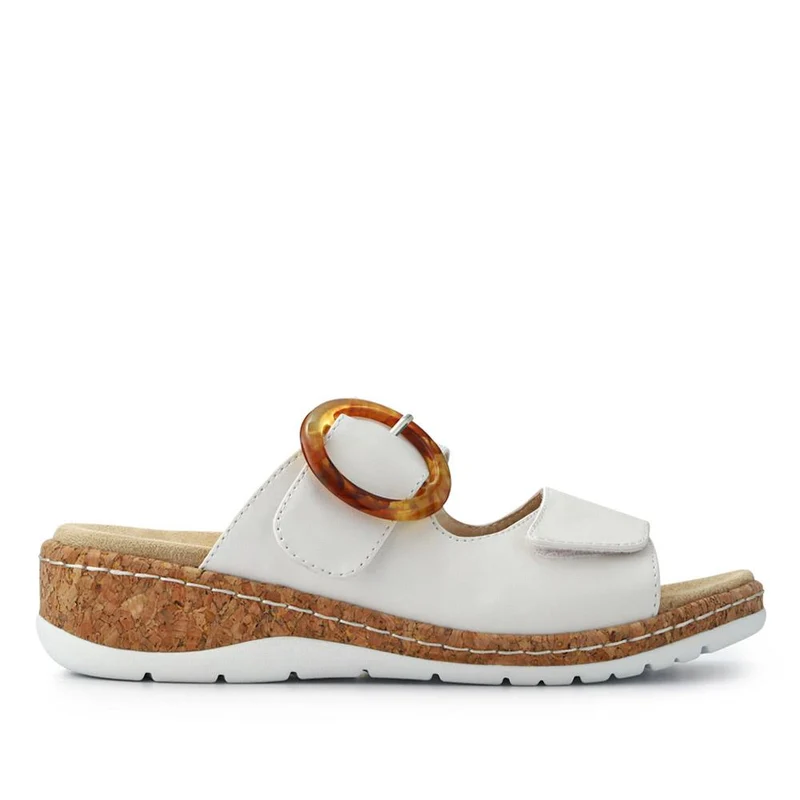 Wide Fit Dual-Fasten Mules - WBINS41103 / 327 398 - White