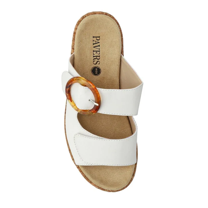 Wide Fit Dual-Fasten Mules - WBINS41103 / 327 398 - White