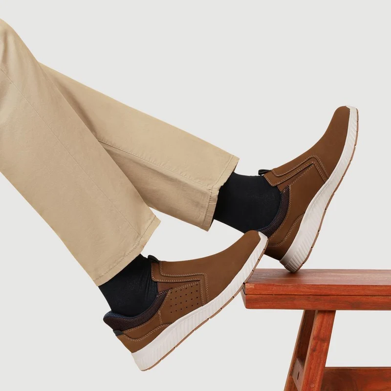 Wide Fit Elasticated Slip-On Shoes - GANG41015 / 327 551 - Brown