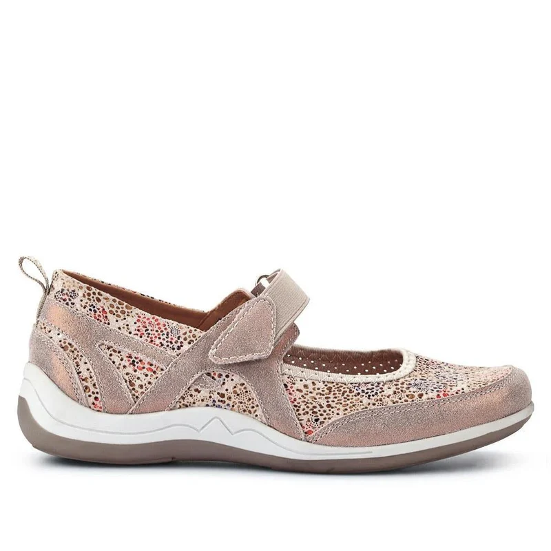 Lightweight Mary-Jane Ladies Trainers - BRK33019 / 319 642 - Beige Multi