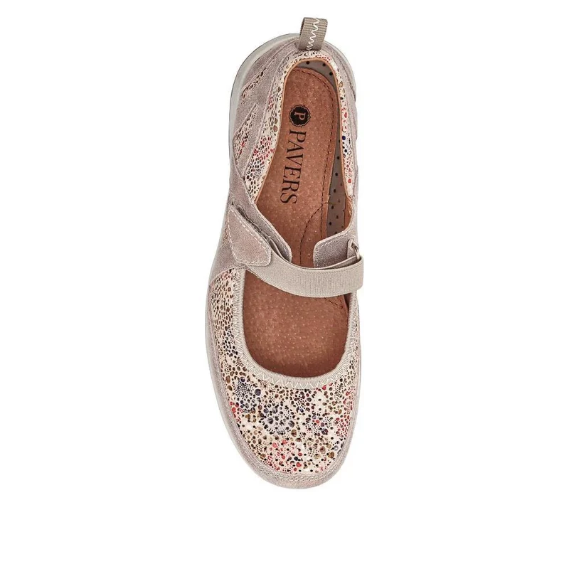 Lightweight Mary-Jane Ladies Trainers - BRK33019 / 319 642 - Beige Multi