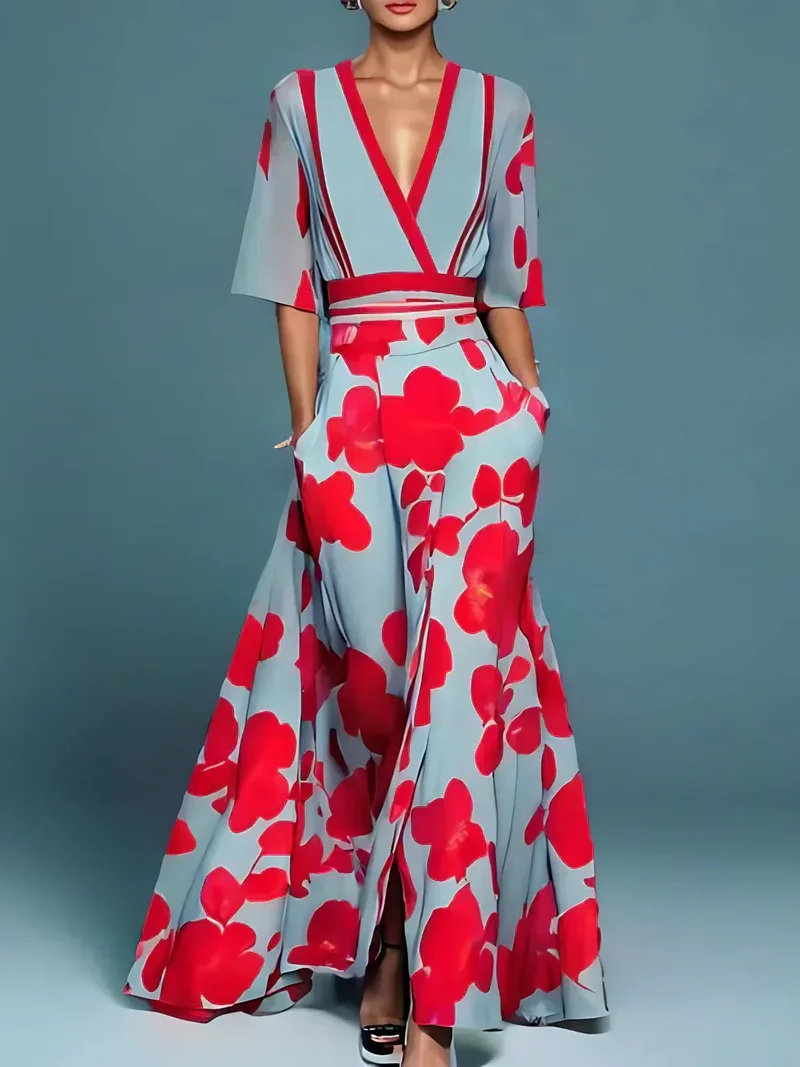 Jade – Elegantes Maxikleid mit Blumenmuster