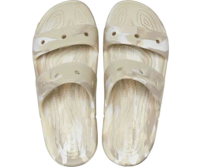 Crocs Klassische marmorierte Unisex-Sandale – Knochen