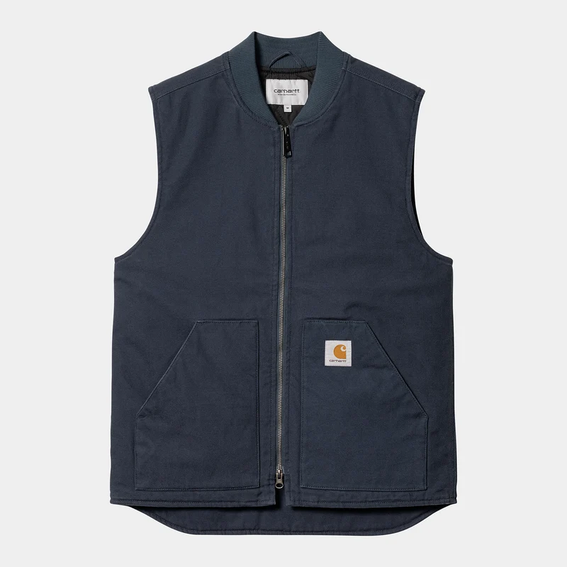 Carhartt WIP Herren-Weste in schwerer Stone-Waschung – Blau