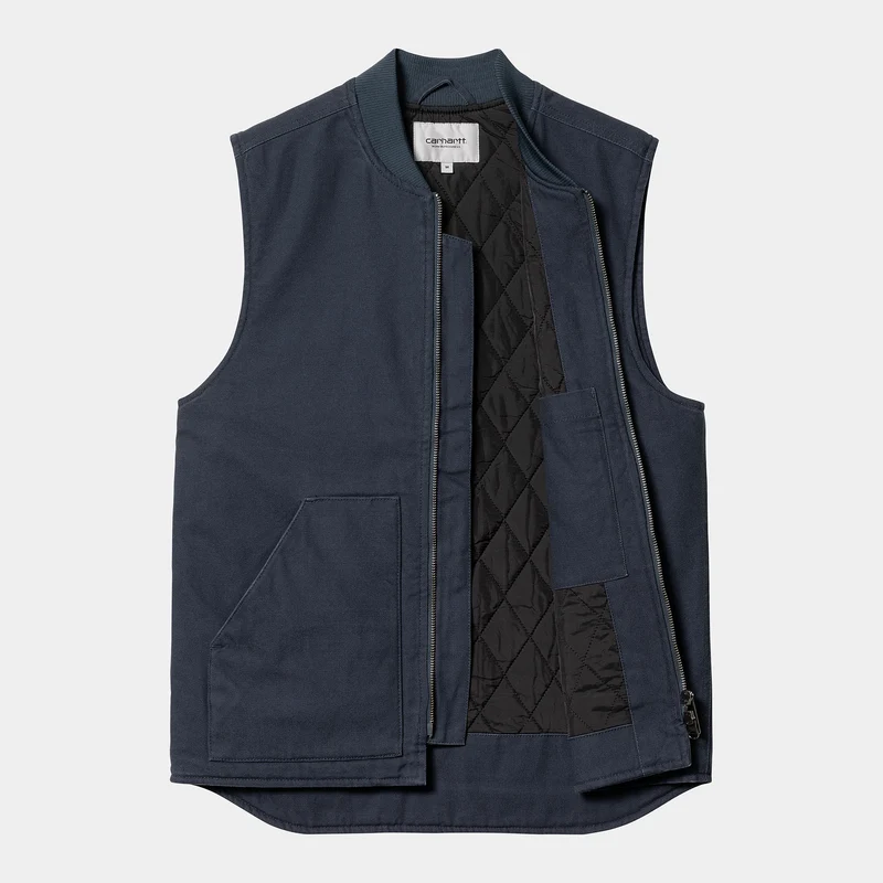 Carhartt WIP Herren-Weste in schwerer Stone-Waschung – Blau