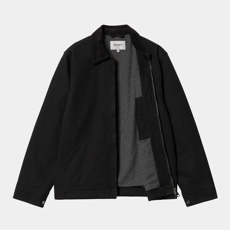 Carhartt WIP Herren Detroit Heavy Stone Wash Jacke – Schwarz / Schwarz