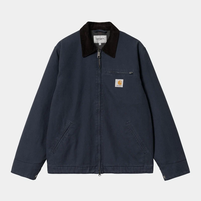 Carhartt WIP Herren Detroit Heavy Stone Wash Jacke – Blau / Schwarz