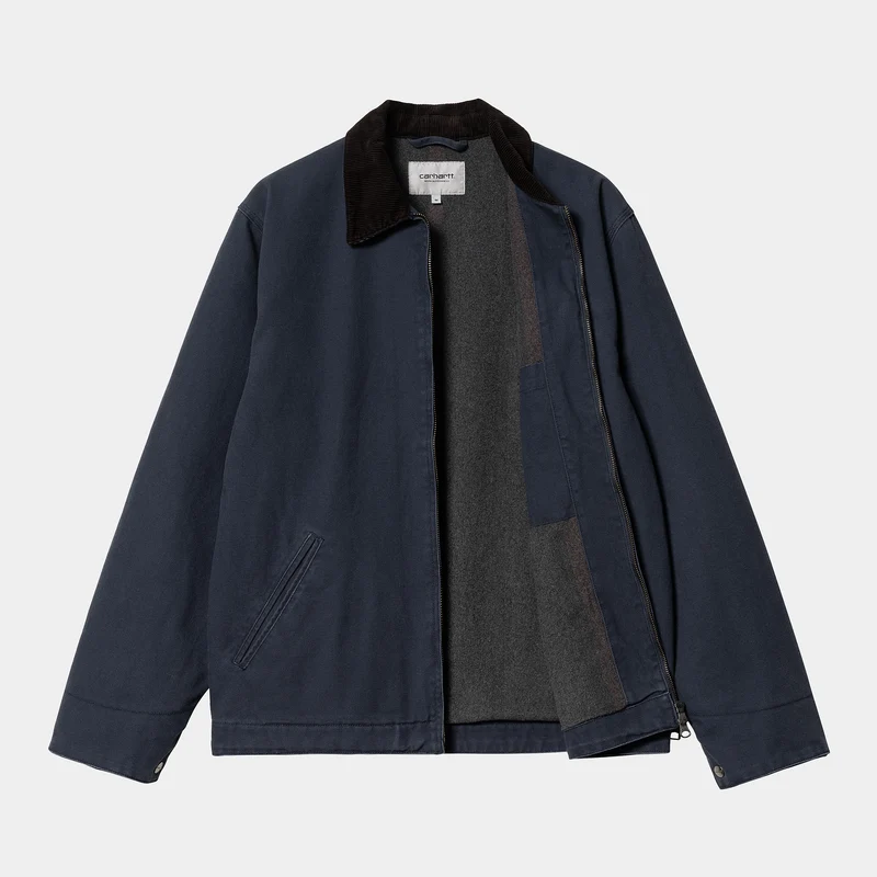 Carhartt WIP Herren Detroit Heavy Stone Wash Jacke – Blau / Schwarz