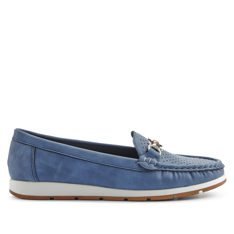 Breathable Buckle Detailed Moccasins - BAIZH41039 / 327 317 - Navy
