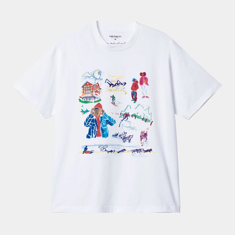 Carhartt WIP Herren Ollie Mac Chalet Kurzarm-Bio-T-Shirt – Weiß