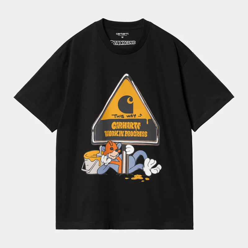 Carhartt WIP Herren Deadkebab Workin On It Kurzarm-Bio-T-Shirt – Schwarz