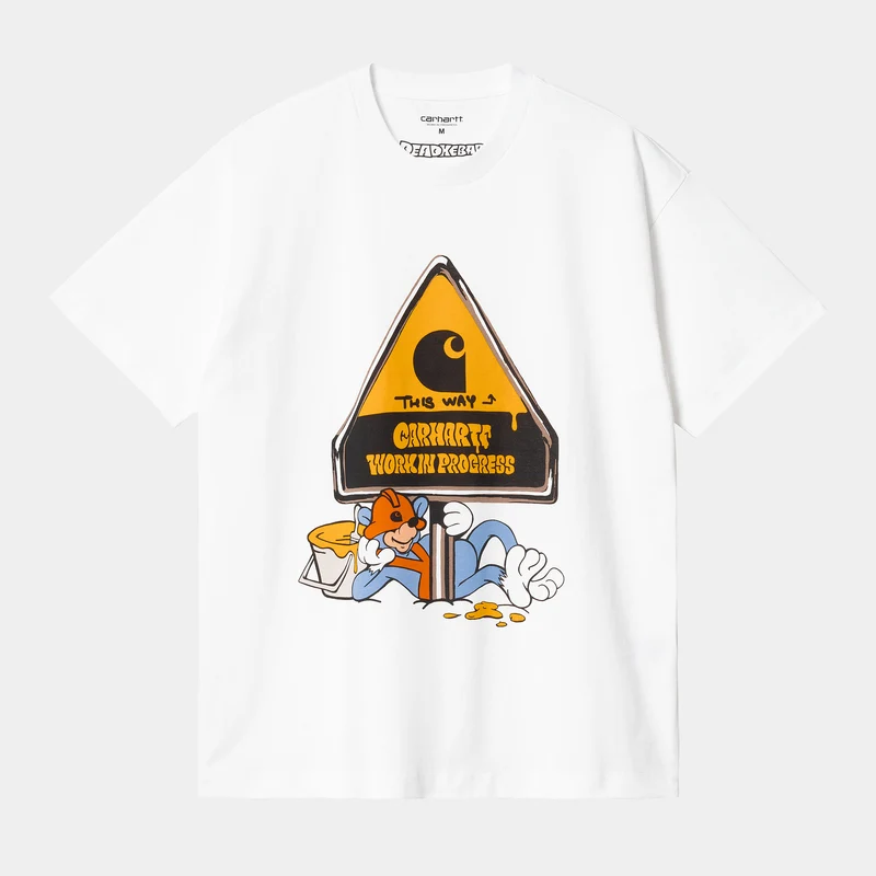 Carhartt WIP Herren Deadkebab Workin On It Kurzarm-Bio-T-Shirt – Weiß