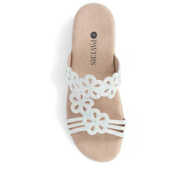Embellished Floral Mules - POLY39025 / 325 441 - Light Grey