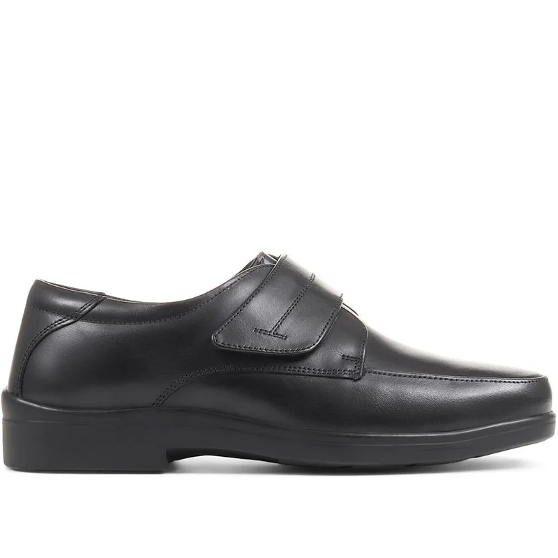 Wide Fit Leather Touch-Fasten Shoes - THEST36005 / 323 286 - Black