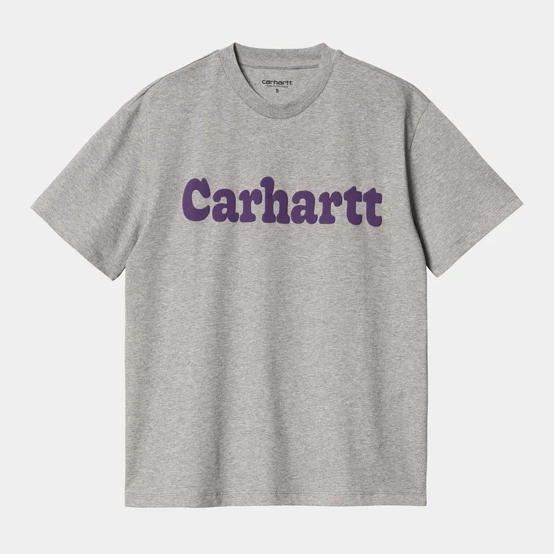 Carhartt WIP Womens Bubbles Kurzarm-T-Shirt aus Bio-Baumwolle - Grey Heather / Cassis