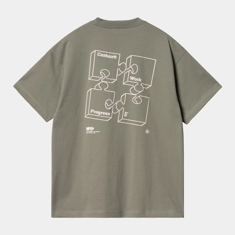 Carhartt WIP Herren Assemble Kurzarm-Bio-T-Shirt – Rauchgrün / Natur