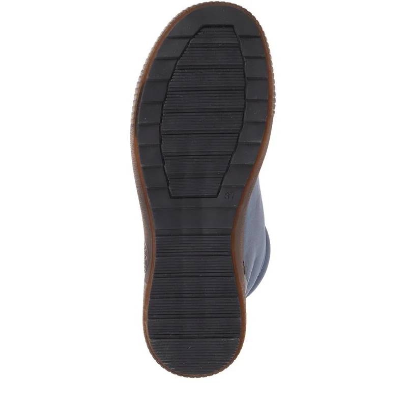 Leather Lace-Up Boots - HAK40013 / 326 039 - Denim