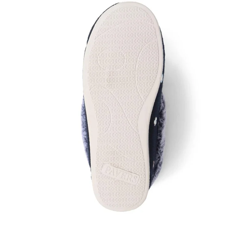 Floral Faux-Fur Slippers - QING38012 / 324 190 - Navy Floral