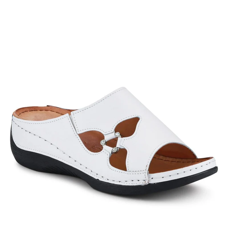 Leather Wedge-Heeled Mules - KARY41002 / 327 473 - White