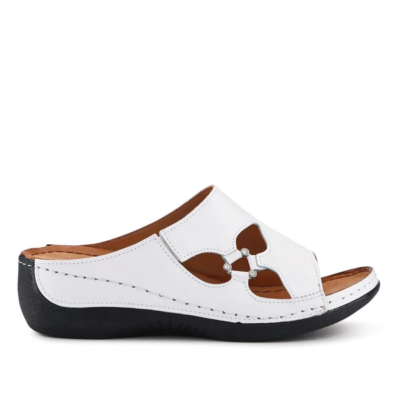 Leather Wedge-Heeled Mules - KARY41002 / 327 473 - White