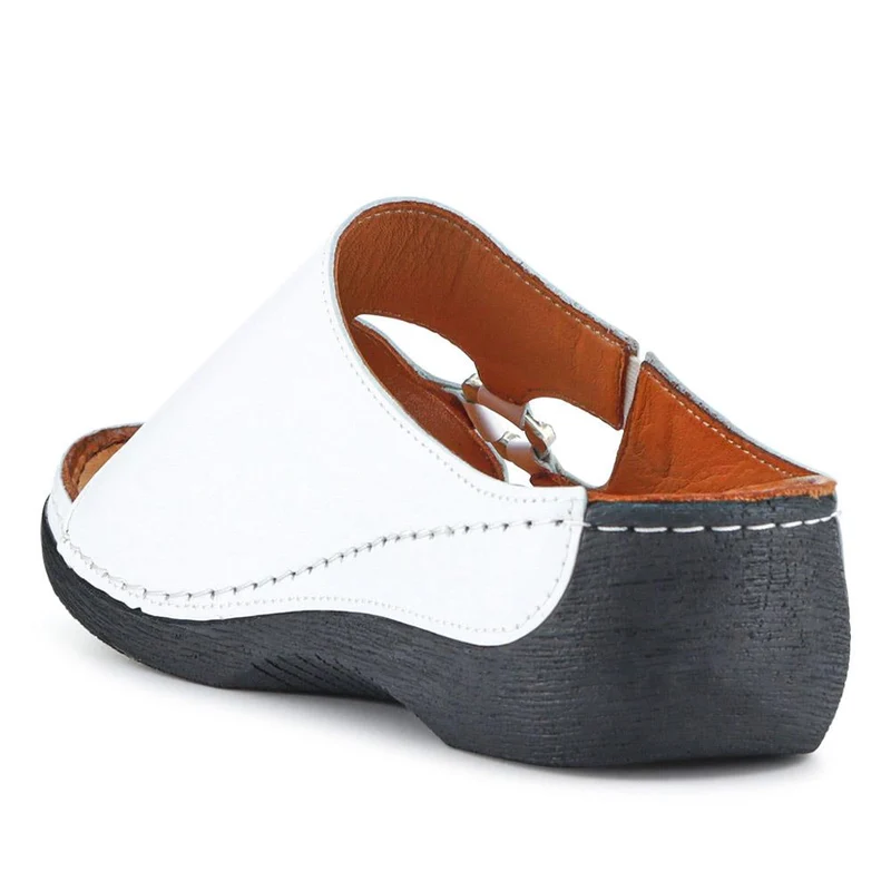 Leather Wedge-Heeled Mules - KARY41002 / 327 473 - White