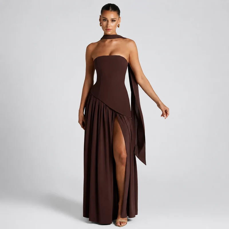 Fatimea - Stilvolles Tube-Top Maxikleid