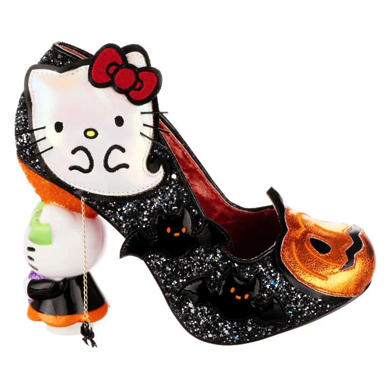 Irregular Choice Frauen Hello Kitty Halloween-Kürbis-Kitty-High-Heel - Schwarz