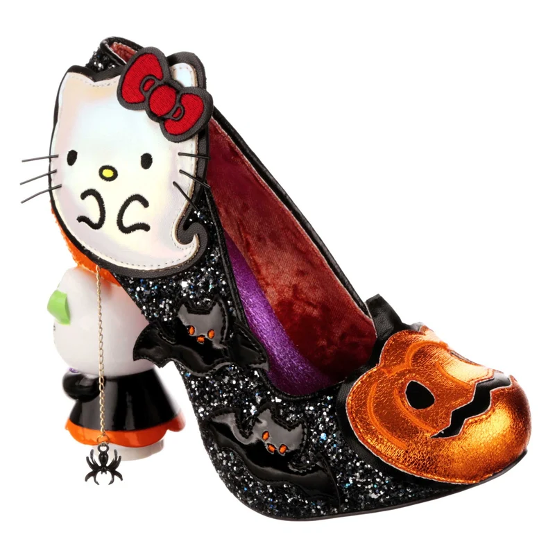 Irregular Choice Frauen Hello Kitty Halloween-Kürbis-Kitty-High-Heel - Schwarz