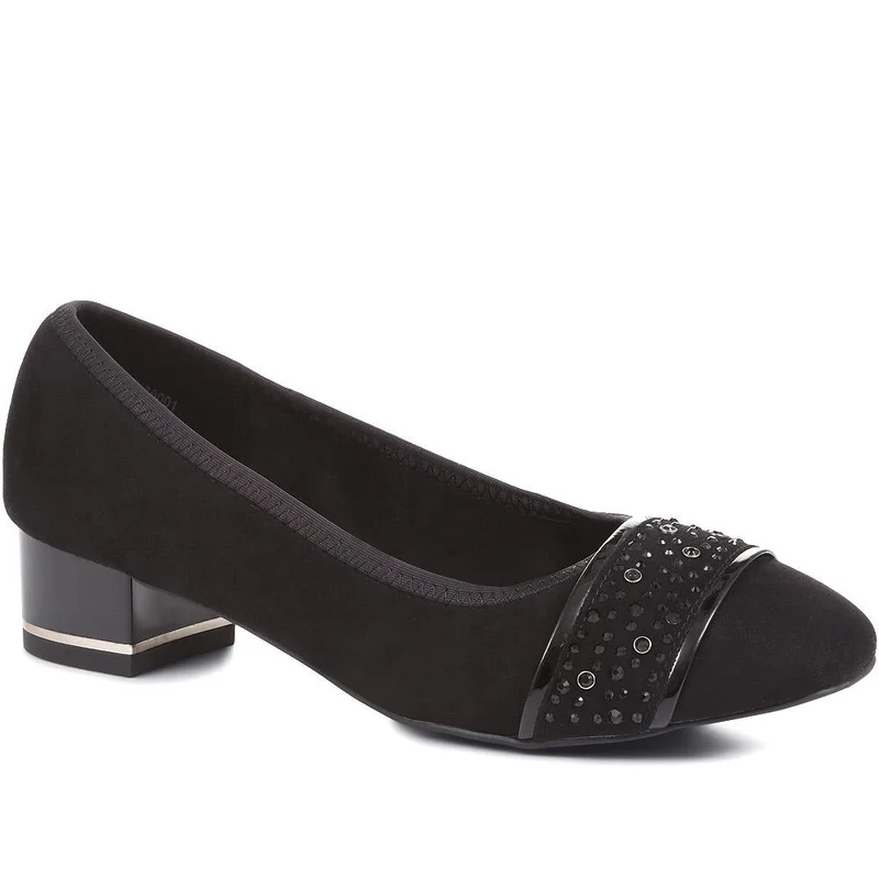 Block Heeled Court Shoes - PLAN36001 / 322 525 - Black