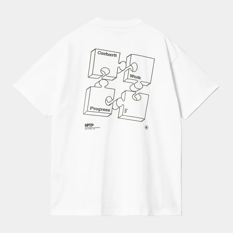 Carhartt WIP Herren Assemble Kurzarm-T-Shirt aus Bio-Baumwolle – Weiß / Rauchgrün