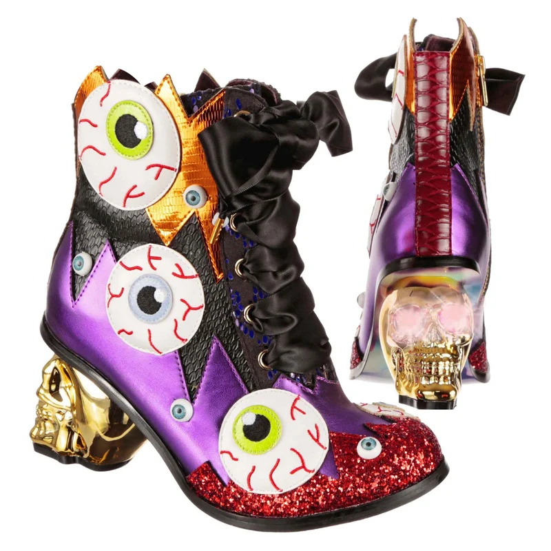 Irregular Choice Damen Halloween Skull It High Heel - Schwarz