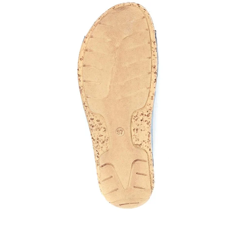 Leather Mule Sandals - KARY37015 / 323 771 - Denim-Tan