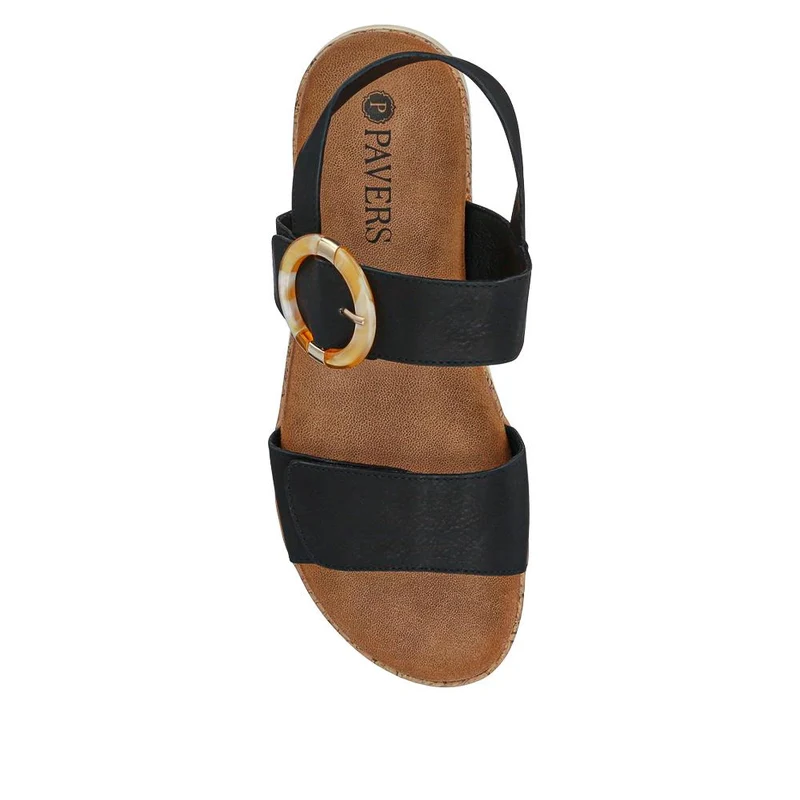 Adjustable Buckle Slingback Comfort Sandals - BAIZH39003 / 325 100 - Black
