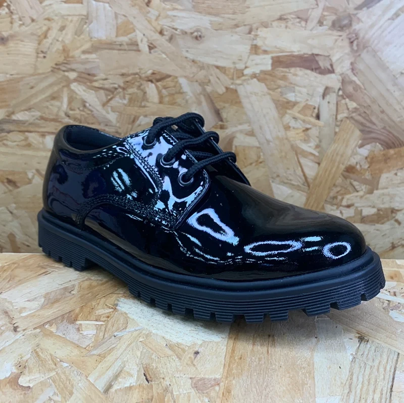 Term Bailey Kinder-Schnürschuh aus Lackleder – Schwarz