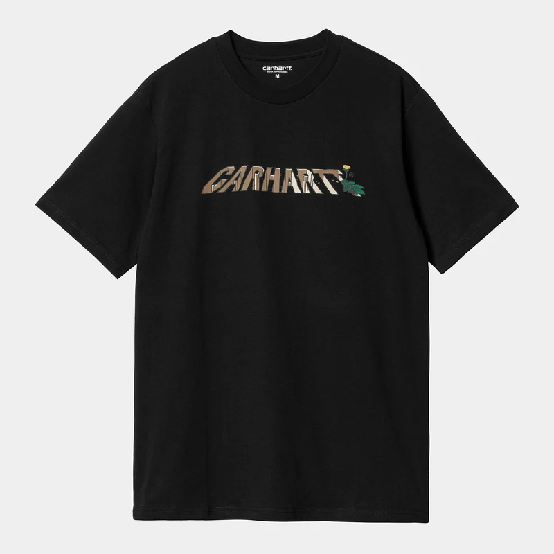 Carhartt WIP Kurzärmliges Bio-T-Shirt mit Dandelion-Schriftzug für Herren – Schwarz