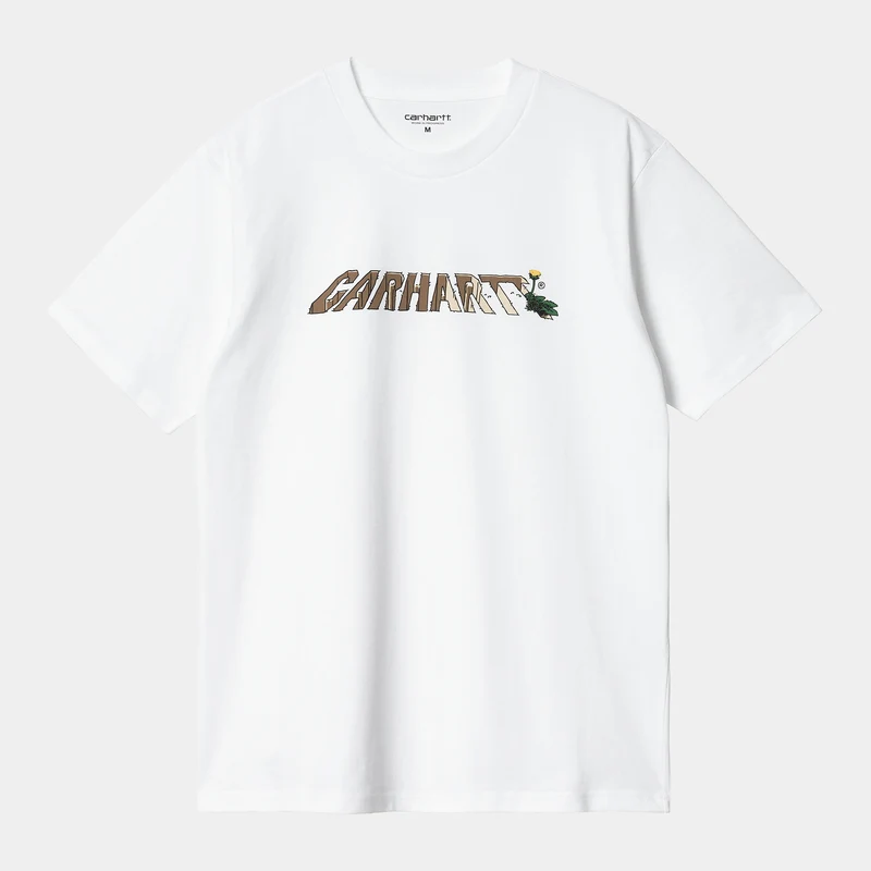 Carhartt WIP Kurzärmliges Bio-T-Shirt mit Dandelion-Schriftzug für Herren – Weiß