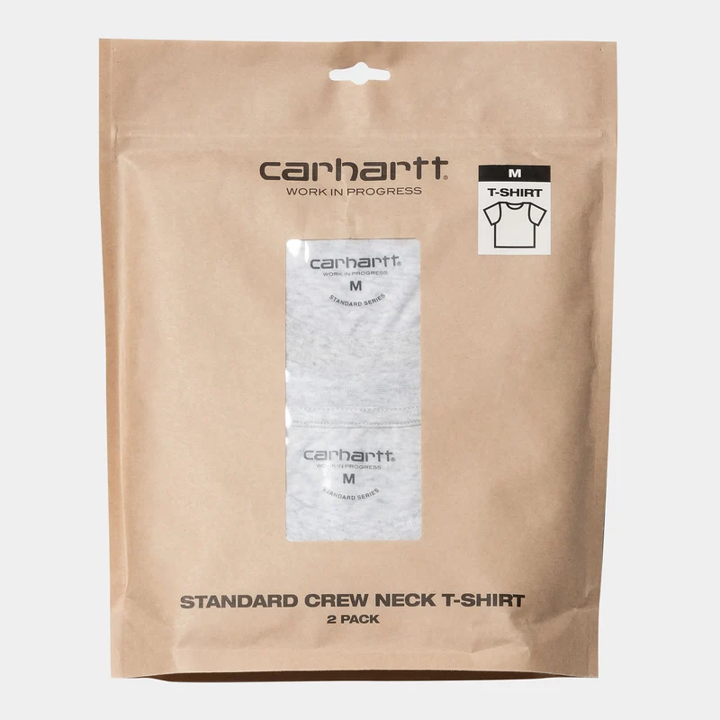 Carhartt WIP Herren Standard-Kurzarm-T-Shirt mit Rundhalsausschnitt (2er-Pack) – Ash Heather