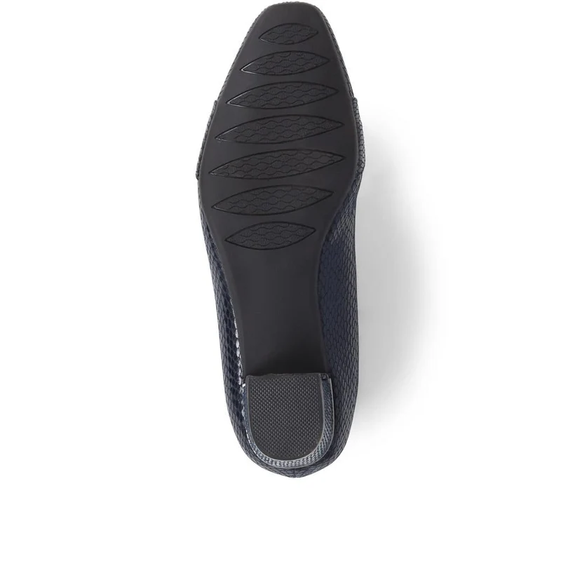 Heeled Court Shoe - WK38019 / 324 234 - Navy Snake