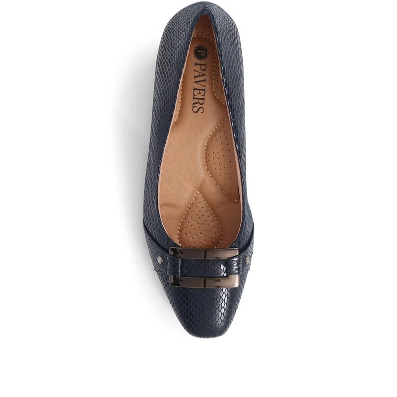 Heeled Court Shoe - WK38019 / 324 234 - Navy Snake