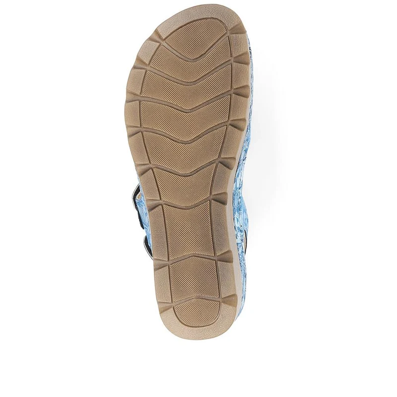 Triple Adjustable Fit Sandals - SERAY37001 / 323 470 - BLUE FLORAL