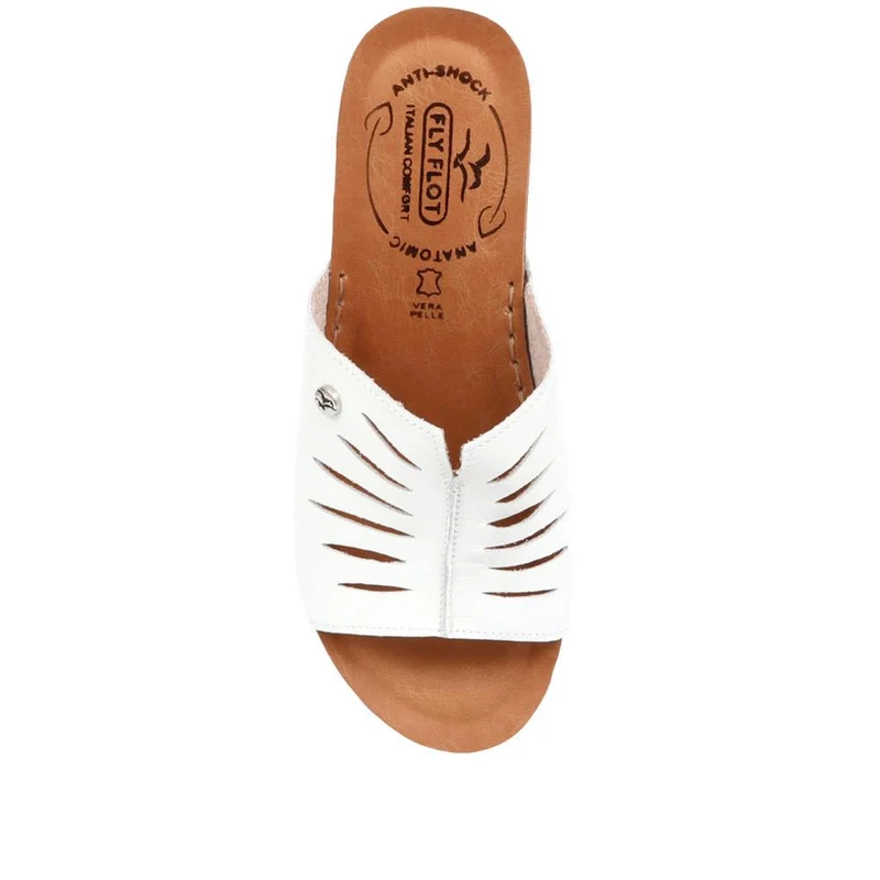 Fly Flot Wedge Heeled Mule Sandals - FLY37057 / 323 225 - White