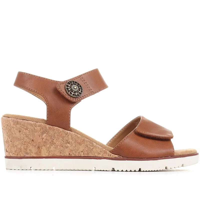 Adjustable Wedge Sandals - WBINS35160 / 321 805 - Tan